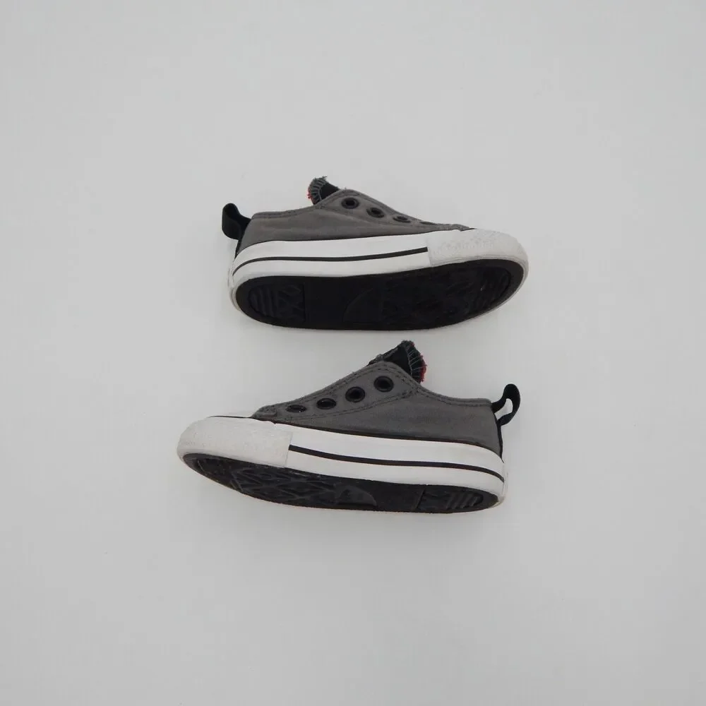 Converse All Star Gray and Black Slip On Low Top Sneakers Infant 750033F Size 5